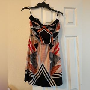 Coral and Black strapless Dress size Small